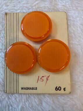 Vintage Scovill Orange Shank Buttons Washable Holland NOS Original Card Set of 3